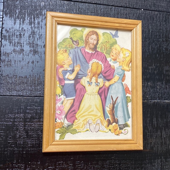 Jesus & Children Framed Vintage Christian Print! - Picture 2 of 3
